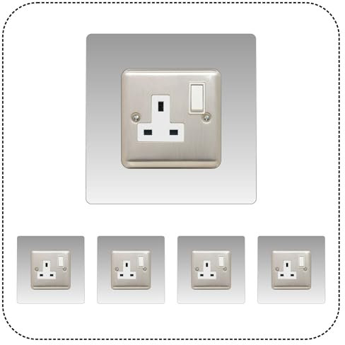 Set of 5 Single Socket Surround, Acrylic Back Panel or Plate, Protect Wall from Finger Prints, Choose from 18 Colours (Clear)