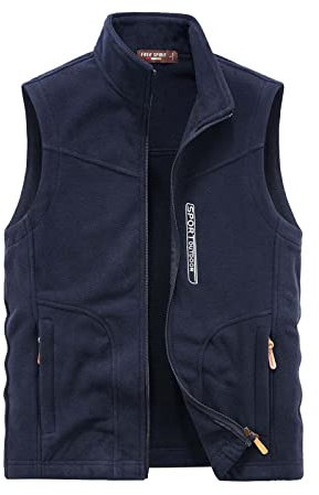 Cexiakong Gilet in pile da uomo, leggero, senza maniche, antivento, caldo, imbottito, invernale, morbido, da lavoro, per uomo, con tasche con cerniera