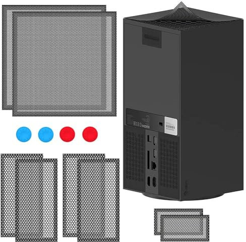 Shunwige Filtro antipolvo para Xbox Series X, Tapa del filtro antipolvo para el maletero/ventilación Tapa antipolvo para la consola Xbox Series X (2 juegos) Más: con 4 cubiertas para mango de pulgar
