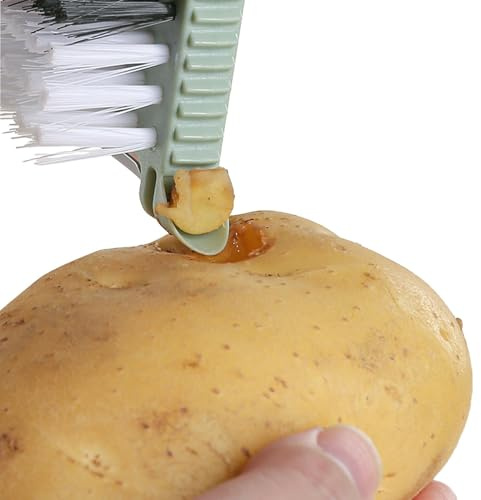 Pelapatate frutta e verdura, pelapatate per cucina - scrubber compatto per verdure con spazzola per patate | Pratico pelapatate per frutta con spazzola pelapatate per frutta e verdura