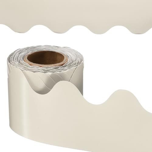 PATIKIL Bulletin Board Border, 41 Feet Poster Chalkboard Cork Decoration Trim Scalloped Borders Wall Decor for Classroom Office Locker, Light Brown