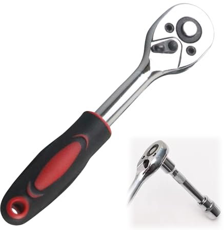 1/4 Drive Ratchet, 24-Teeth Quick-Released Socket Wrench Handle Reversible Soft Grip Ratchet, Torque Socket Wrench Auto Repair Garage Tool for Car Repair Furniture Auto