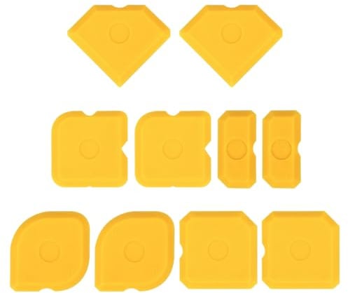 10 Stück Silicone Seam Tool,Silicone Tools,Silikon Naht Werkzeug,Wiederverwendbare Multifunktional Silikon Nähte Werkzeuge,Geeignet für Küche,Bad und Fugen (Gelb Hart,5 * 5 * 5 CM)