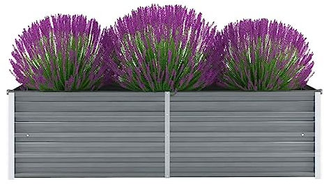 HOMTAKIE Lit Surélevé Acier Galvanisé 160 x 40 x 45 cm Gris Jardinière Pot de Fleurs