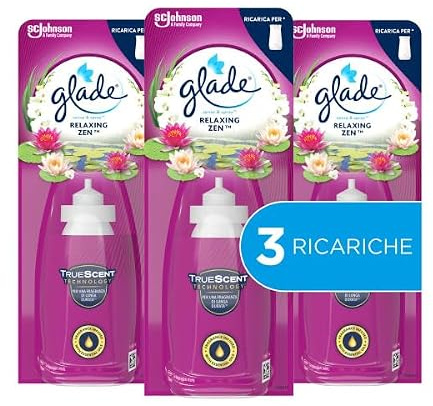 Glade Sense & Spray, Profumatore per Ambienti, Relaxing Zen, 3 Ricariche | Con Sensore di Movimento, Fragranza di Lunga Durata con Oli Essenziali, Facile da Usare