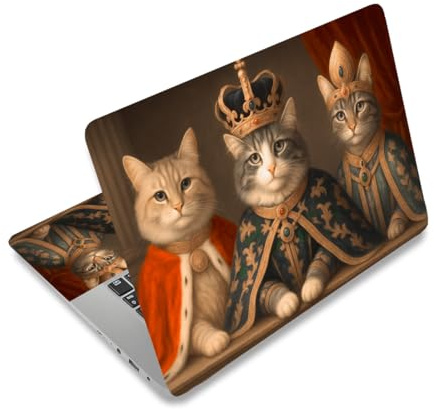 PLIGREAT Queen Cat Laptop Skin Aufkleber Universalgröße Passend Für 12 13 13.3 14 15 Zoll Laptop Abnehmbare Wasserdichte Notebook Art Sticker PC Schutzfolie Aufkleber Kreative Süße Katze