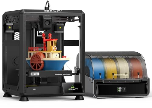 Creality K2 SE Combo 3D-Drucker 2026, Multicolor-Druck mit CFS, bis zu 500 mm/s Hochgeschwindigkeit, intelligente Auto-Nivellierung, Vollmetall-Rahmen, komplett vormontiert, 220 × 215 × 245 mm Bauraum