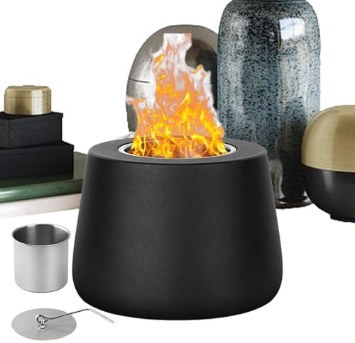 Tisch-Feuerstelle – Portabler Tisch-Bonfire, Moderner Dekorativer Kamin, Kompakte Feuerstelle Für Innen- & Außenbereich | Ideal Für Patio, Terrasse, Garten, Balkon, Hinterhof, Wohnzimmer, Camping, Gri