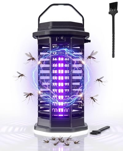 Zanzariera Elettrica Professionale 4200V, Lampada Antizanzare UV da Esterno e Interno, Ammazzazanzare Elettrico Impermeabile IPX4 con Luce LED, Sterminatore Insetti per Casa e Campeggio
