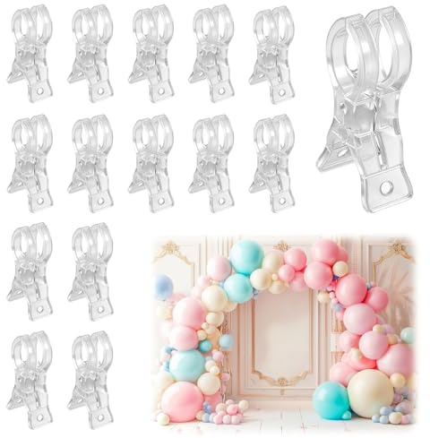 15 mollette grandi trasparenti, morsetti per asciugamani, clip riutilizzabili per palloncini, porta palloncini, mollette per asciugamani, tappeti, vestiti