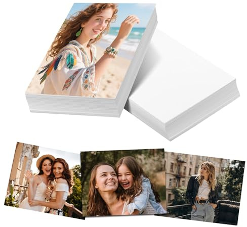 100 Blatt Fotopapier 10x15 cm, A6 Tragbares Drucker Photo Paper für Tintenstrahldrucker, 200g/m² Foto Papier Hochglänzend Für Haushalt Büro Fotodruck Bildpräsentation Fotoalben Kreative Projekte