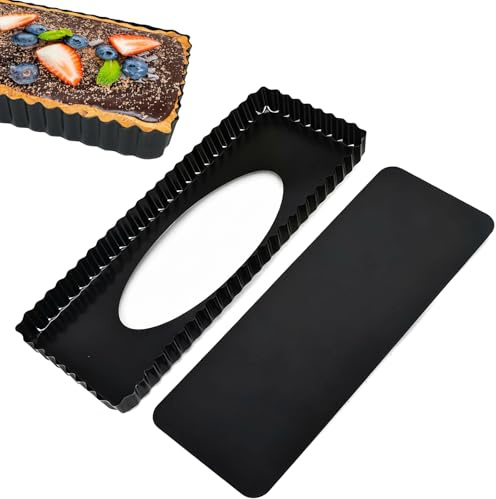 Manqyi Tortiera Antiaderente con Fondo Mobile, Stampo Rettangolare per Crostata, con Fondo Rimovibile, Antiaderenti, per Torte Alla Frutta, Torte al Cioccolato, Quichesmuffin, 36,5 x15x 3cm