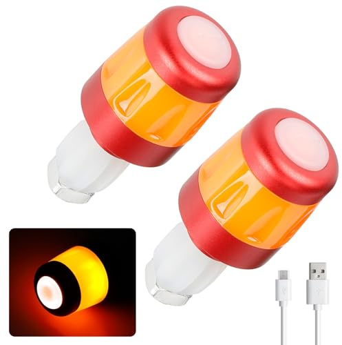 2026 LED Blinker E Scooter Nachrüsten Set, Wiederaufladbare Fahrrad Blinker für E Scooter,linker Lenkerstopfen für Xiaomi&Segway Ninebot,für Lenker mit 17,2–22 mm Durchmesser (Rot und Orange)