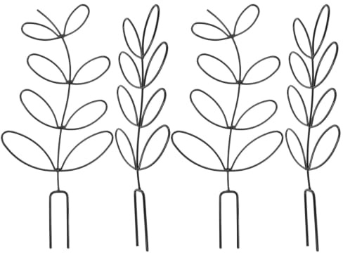 Toddmomy Lot de 4 Petits Treillis pour Plantes en Pot - Treillis métallique Noir en Forme de Feuille - Tuteurs pour tiges de Plantes grimpantes, Hauteur 30 cm