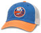 American Needle NHL Hanover Logo Mesh Adjustable Strapback Trucker Hat, New York Islanders (Elfenbein/Royal/Orange), Einheitsgröße