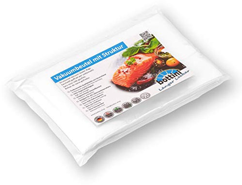 100 Bottini Vakuumbeutel/Vakuumierbeutel 20×30 cm – BPA-frei, lebensmittelecht, 105 µm – Sous-Vide geeignet, hitzebeständig, spülmaschinenfest – Profiqualität für alle Außenvakuumierer