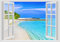 Adesivi Murali Finestra - Paesaggi Vari Mare e Oceano - WALL STICKERS 3D parete muro (70x100 cm, Spiaggia Caraibi - N05)