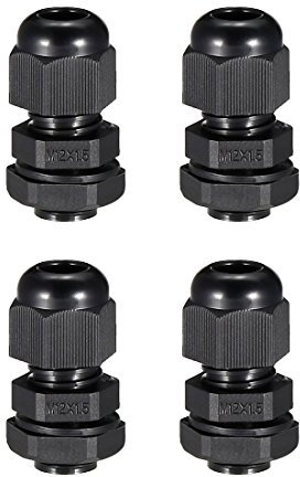 sourcing map 4Pcs M12 Cable Gland Waterproof Plastic Joint Adjustable Locknut Black for 3-6.5mm Dia Cable Wire
