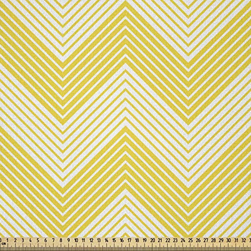 ABAKUHAUS Winkel Microfaser Stoff als Meterware, Monotone Stripes Muster, Deko Basteln Polsterstoff Textilien, 2M (230x200cm), Hellgelb und Gelb