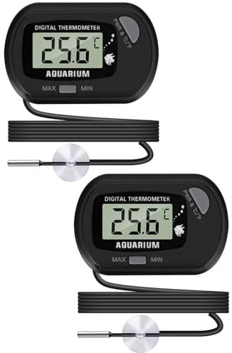 Thlevel Termómetro Acuario Digital Casa Termometro Congelador Exterior Medidor de Temperatura con Sonda y Ventosa para Pecera Terrarios Pecera y Recipiente de Vidrio 2PCS