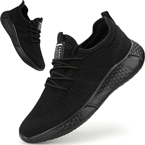 BUBUDENG Women's Trainers Casual Sneakers Walking Gym Sport Running Shoes Lightweight Tennis Shoes Black, 6 UK(Label Size:40)