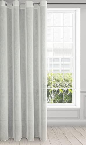 Eurofirany Leinen Optic Vorhang ALICJA mit Ösen - 1Stk. - Etamin Eco Boho Natürlich Fenstergardine Wohnzimmer Schlafzimmer 140x250cm Creme
