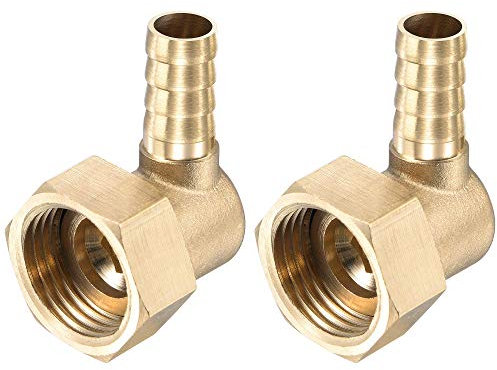 sourcing map Raccord Cannelé Tuyau Laiton Coude 10mm x G1/2 Connecteur Tuyau Femelle à écrou Pivotant pour Eau Carburant Air Paquet de 2