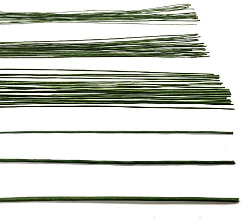 Saktopdeco 21.6 Inch Floral Stems Wire Green Paper Wrapped Wire 18 Gauge 20 Gauge 24 Gauge for Crafts Flower Arrangement