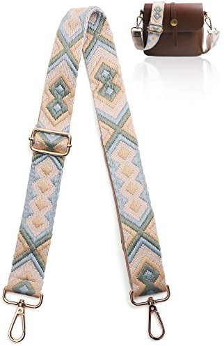 Taschengurt Bunter Schultergurt Tragegurt Breite 3.8cm Längenverstellbarer 75-135 cm für Schultertasche Tragetaschen,Gold Clasp,Blau/grün