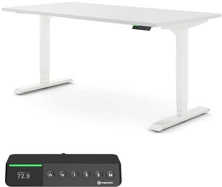 Ergotopia Desktopia Pro X Elektrisch höhenverstellbarer Schreibtisch, Ergonomischer Stehtisch für Büro oder Home Office (Weiß, Gestell Weiß, 160 x 80 cm)