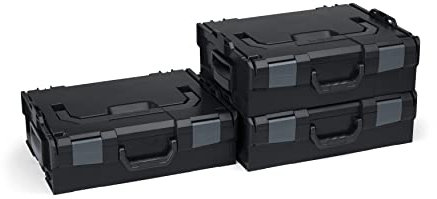 Bosch Sortimo L BOXX 136 3er Set | Größe 2 schwarz | Werkzeugkoffer Kunststoff | Professioneller Werkzeugkoffer leer | Ideals Unterteilungs- und Transportsystem