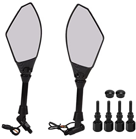 Akozon Spiegel, Spiegel e-geprüft Seitenspiegel Universal Motorradspiegel Rückspiegel Spiegel Set mit LED-Blinkern für