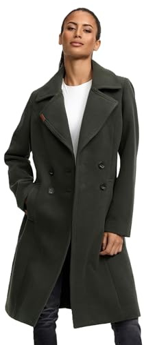 Navahoo Damen Mantel Trenchcoat Winterjacke Wintermantel B661 [B661-Wooly-Dunkegrün-Gr.3XL]