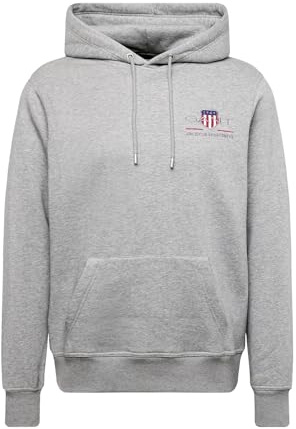 GANT Men's Reg Medium Archive Shield Hoodie Hooded Sweatshirt , Grey Melange,L