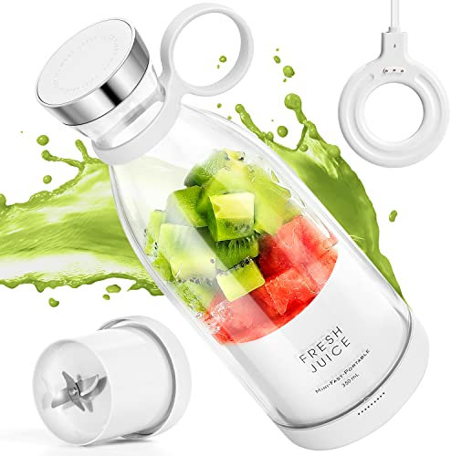 MIAOKE Licuadora portátil, licuadora portátil de moda para batidos y batidos de 11.5 onzas, mini botella mezcladora de jugo fresco magnética USB de carga rápida, llévala para viajes, al aire libre