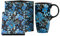 Topadorn Ceramic Travel Cup Porcelain Coffee Mug, 17oz Large Capacity Mug Home Office Gift, Blue Flower