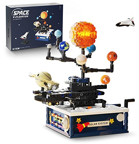 Sonnensystem Klemmbausteine Modell, 775 Teile Solar System Drehbares Bausteine, Kann Licht Aussenden Lernspielzeug, Kompatibel mit Lego(Originalverpackung)