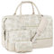 Weekender Bag für Damen, Reisetasche, Handgepäck, Übernachtungstasche, mit Schuhfach, groß, Nylon, Reise-Wochenend-Tragetasche, 4 beigefarbene Blumen, L, Weekender Bag für Damen, Reisetasche,