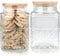 KITERI 1800ml Glass Storage Jars with Bamboo Lid, 2 Pcs Airtight Glass Canister Clear Food Storage Container Jar Large Capacity Glass Storage Containers Decorative Jar for Preserving Flour Nut Jam