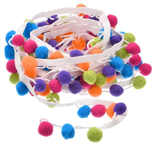 QUARKZMAN 2 Pom Pom Ball Fransenborte, Band Nähen DIY Bastelzubehör für Vorhänge, Kleidung, Kissen Dekoration, Mehrfarbig