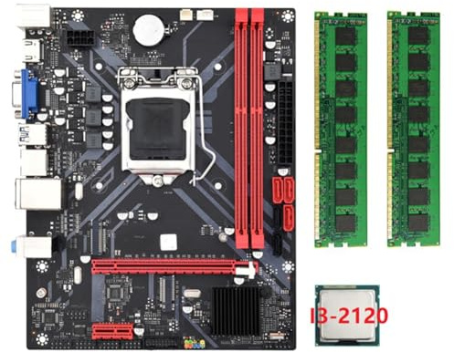 liovitor Carte Mère de Bureau B85M VHL + Processeur I3-2120 + 2X DDR3 1600 MHz 8G RAM LGA 1155 USB 3.0 SATA 3.0 Carte Mère D'Ordinateur Durable et Facile à Installer