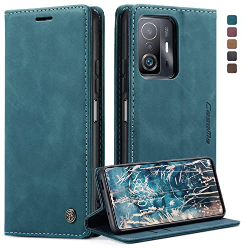Cover per Xiaomi 11T/ Xiaomi 11T Pro 5G, Custodia Cover Pelle Premium Portafoglio con Porta Carte Magnetica Supporto Protezione Flip Case Custodia Cover per Xiaomi 11T/ Xiaomi 11T Pro 5G,Blu-verde