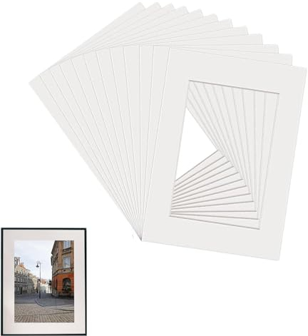 Passepartout 12 Stück Off White Außendurchmesser Größe: 15.2.20.3 cm Passepartout Nach Maßsäurefrei, Alterungsbeständig Für Bilder Fotos Poster Kunstdrucken Home Studio