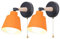 iDEGU 2 Stück Innenwandleuchten mit Schalter, Moderne Wandleuchte Schlafzimmer Einfache Beleuchtung E27 Holz Metall Einstellbare Wandleuchte für Wohnzimmer Flur (matt Orange)