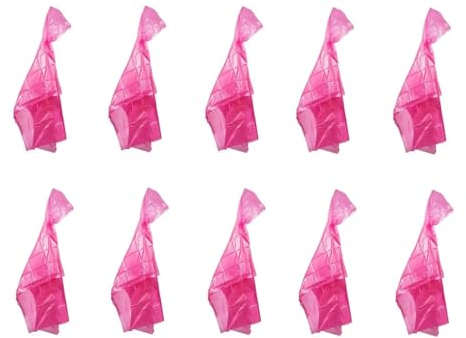 Provance Lot de 10 ponchos de pluie à capuche pour concerts, festivals, randonnée, cyclisme, imperméable, transparent, bleu, jaune ou rose, veste d'extérieur, Rose, taille unique