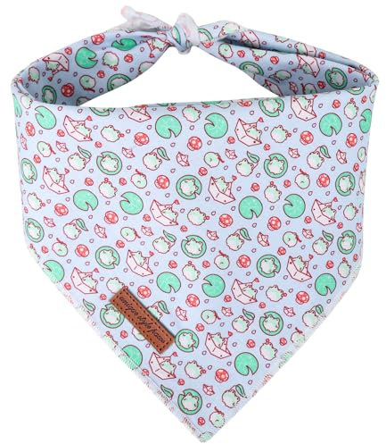 Unique style paws Sommer Hundeschal Triangle Halsdreiecke Für Jungen Mädchen Lotus Hunde Hochwertiger Frosch Strapazierfähiger Stoff Hundehalstücher für Kleine Mittel Große Hunde und Katzen L