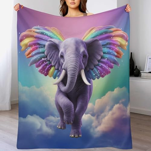 Elefant Kuscheldecke Flauschig Decke, Flannel Weiche Sofadecke, Fleecedecke, Wohndecke - Pflegeleicht - Warm, Gemütlich, Langlebig（140×180cm）