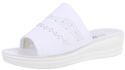 Ital Design Damen Sandalen mit Keilabsatz, runde Spitze