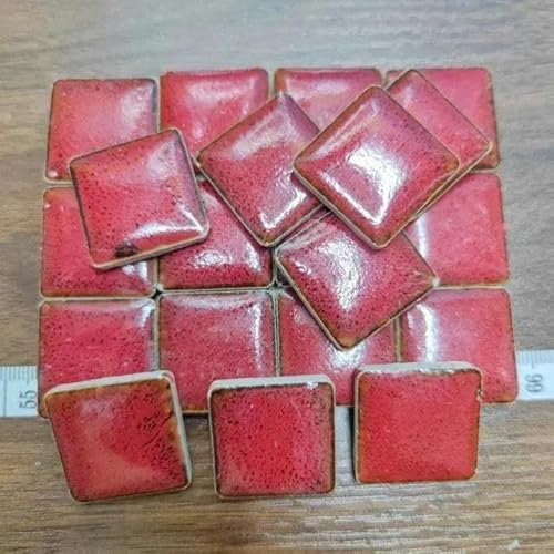 Piastrelle in gres porcellanato irregolare da 200 g/7,05 once Ceramica mista 5,5 mm Modello in marmo Artigianato fai-da-te Frammenti Piastrella-Grande quadrato Rosso-200 g 7,05 once