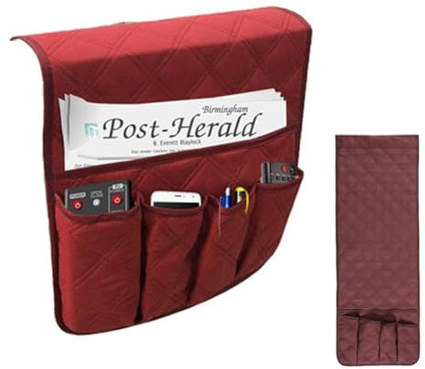 MOTTK Armlehnenbezüge für Sofa, 90 x 34 cm, wasserdichter Möbelschutz, passend für Nachttisch, Wand, Schreibtischstuhl, platzsparender Sessel-Schonbezug mit 5 Taschen, Rot